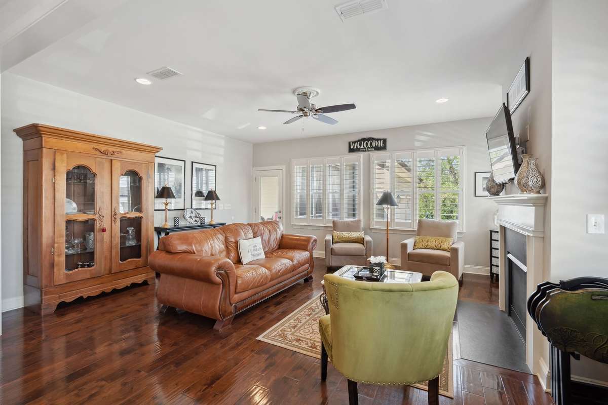 The living room is bright and cozy and is the perfect spot for winding down and engaging with the family.