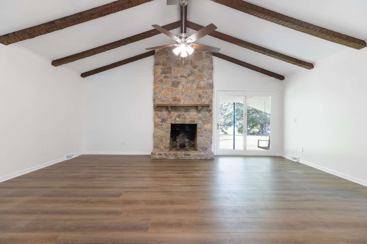 Stone wood burning fireplace with the option to reconnect the gas source