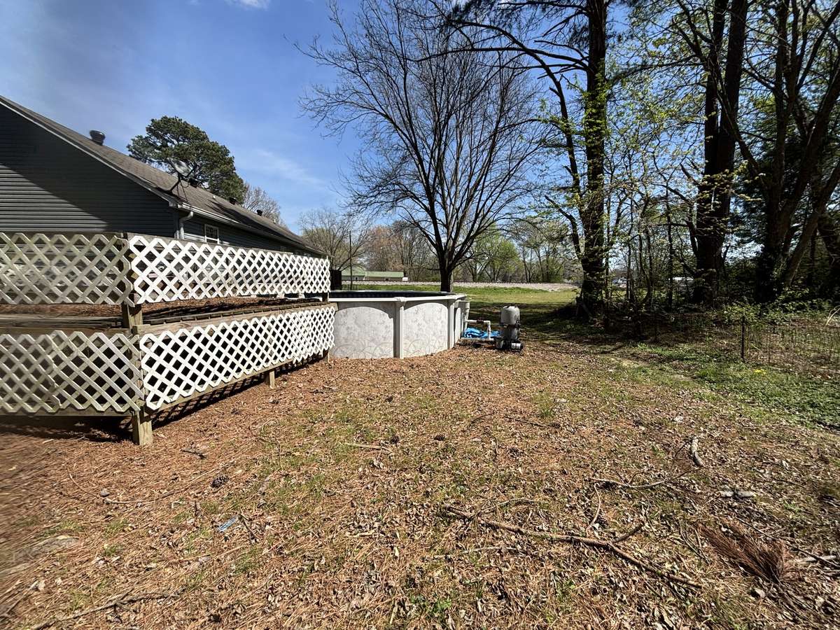 Backyard with view of pool