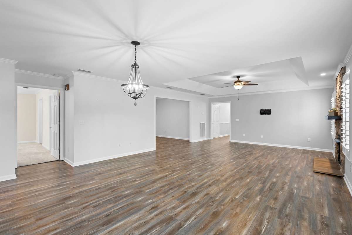 Seamless flow between the living room and formal dining area!