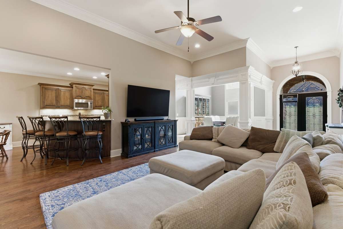 The high ceilings in the main living area make the home spacious, and the floorplan has a great flow.