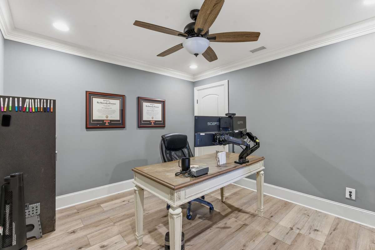 This office is private on the second floor and has a great storage closet attached.