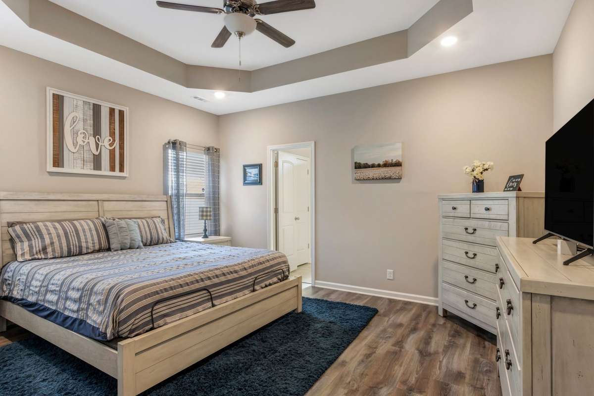 Primary Bedroom with Tray Ceiling!