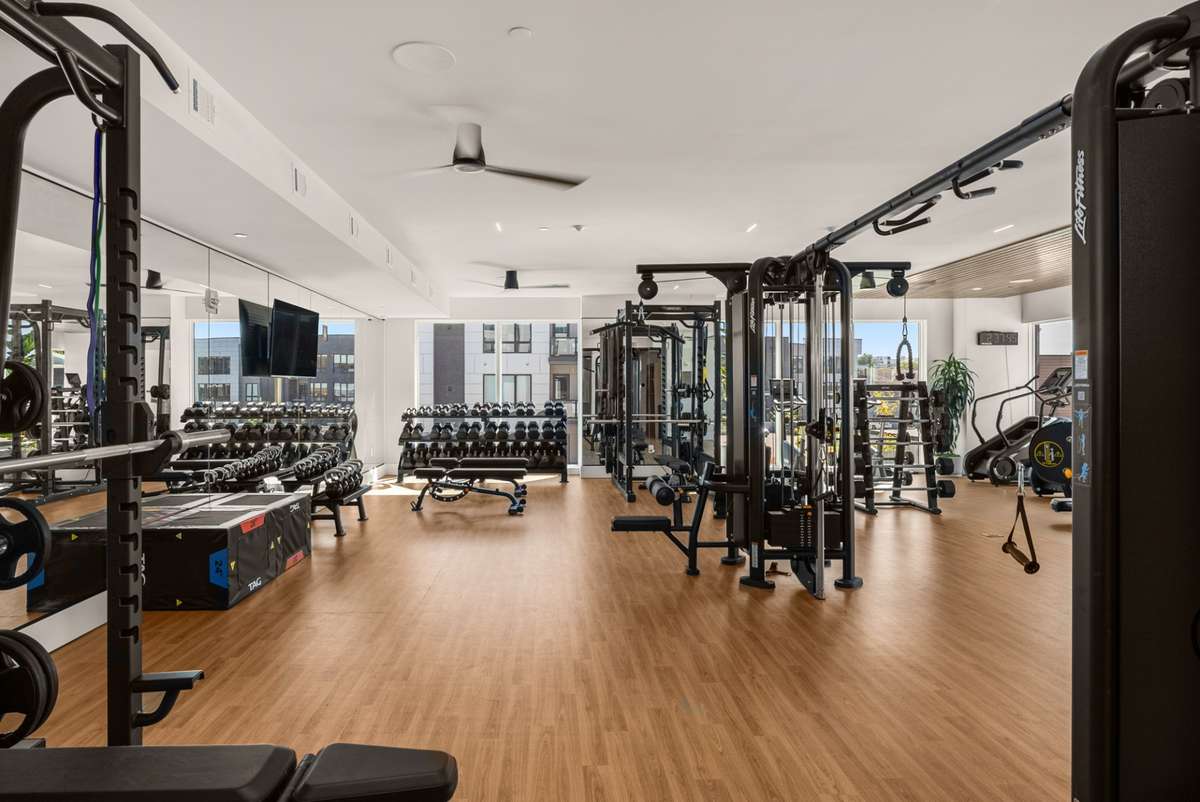 Fitness Center equipped with top of the line equipment and a relaxing sauna.
