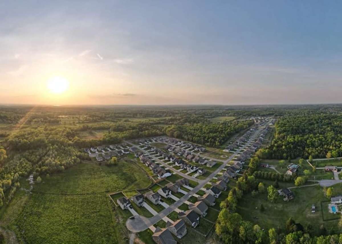 An aerial shot of the whole neighborhood.