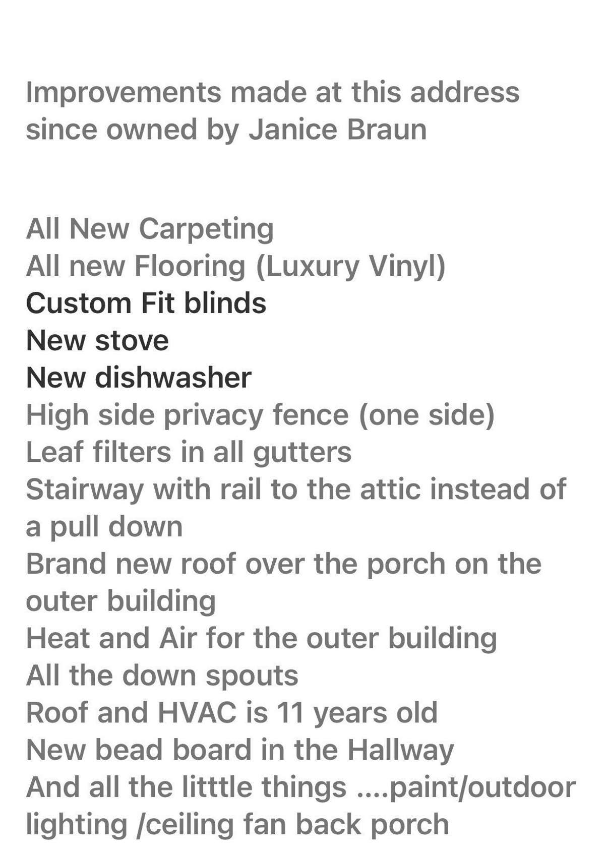 Notes from Seller
