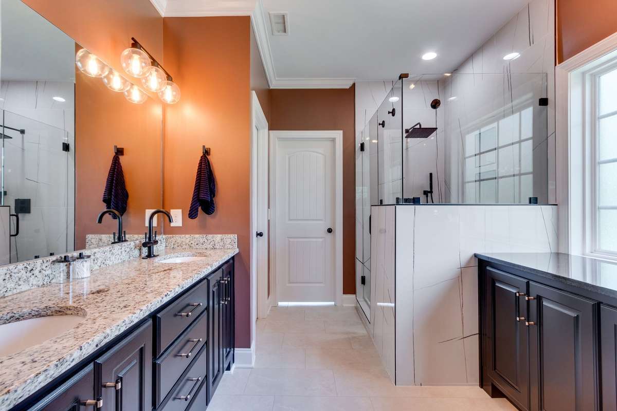 newly renovated primary bathroom