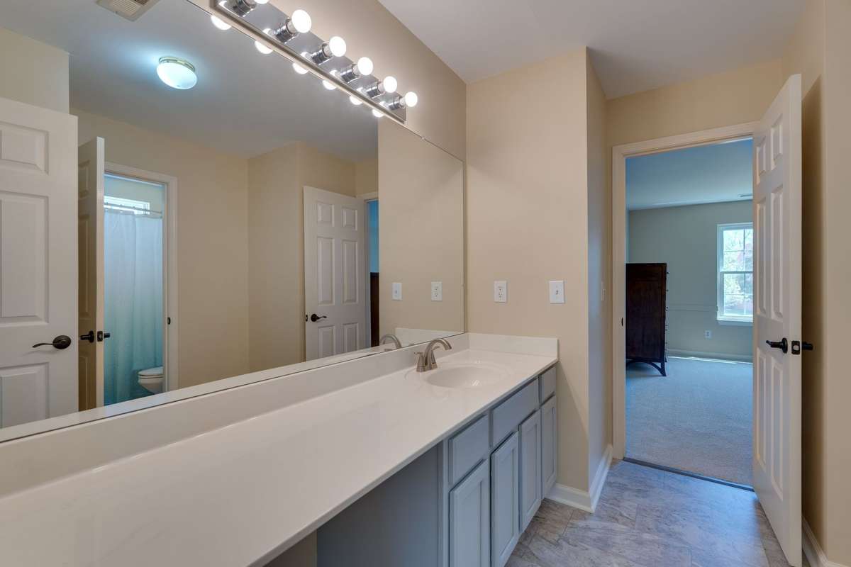 Dual entry bath with large vanity