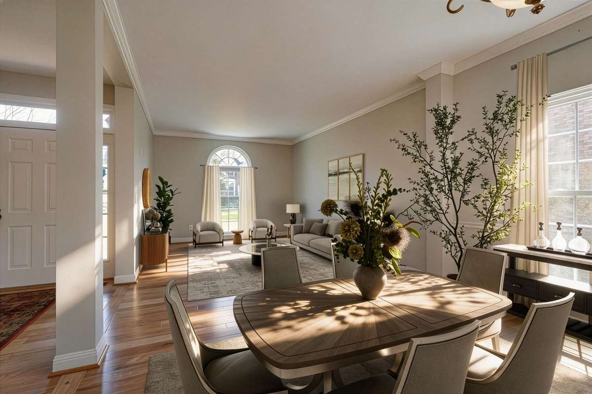 Combined living and dining space is ideal for entertaining