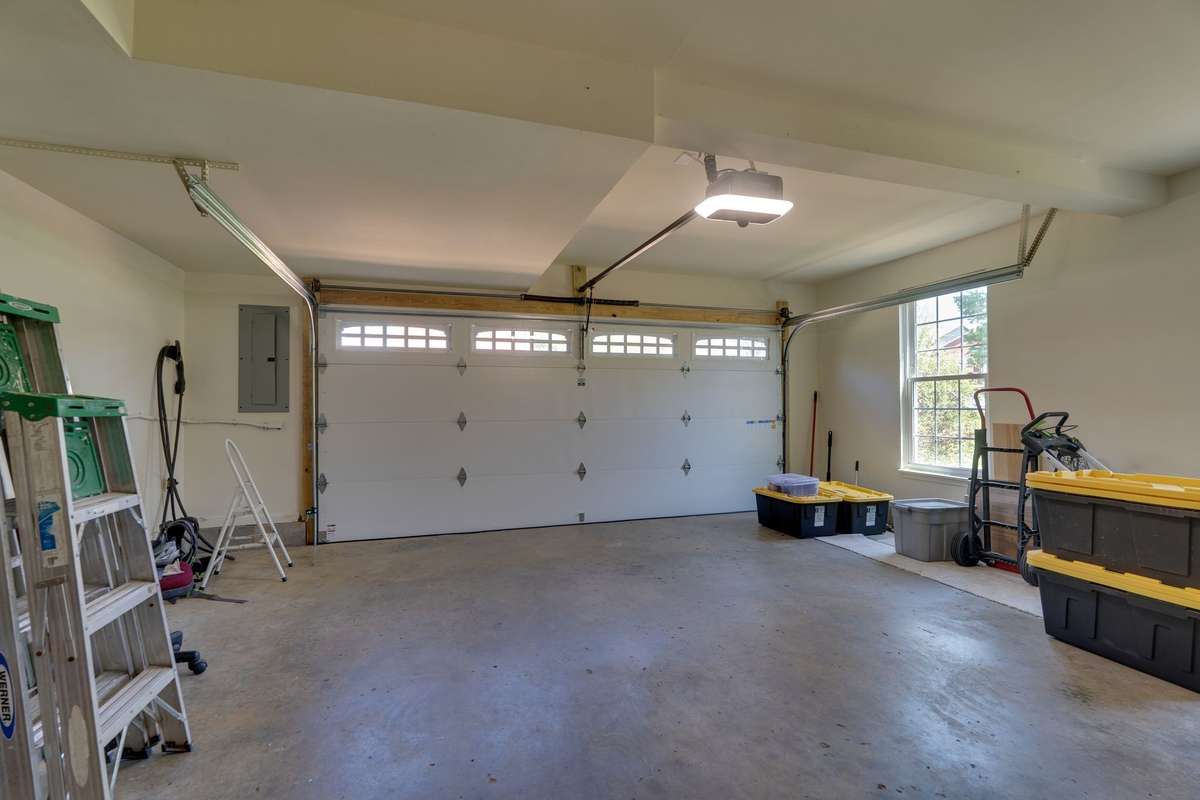 Oversized two car garage with new door