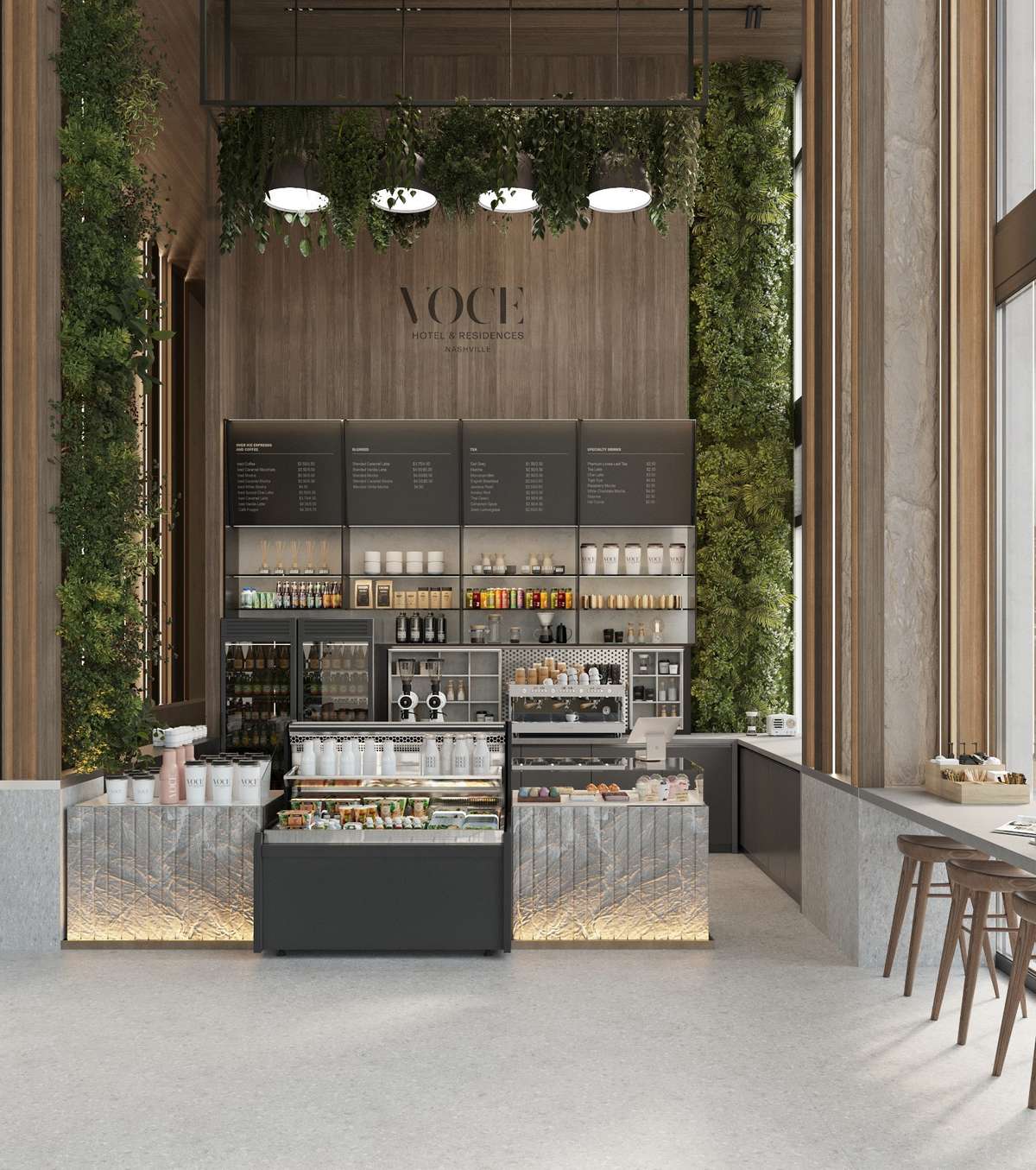 VOCE residences offer spacious studio, one, two, three-bedroom, & penthouse floor plans. Pricing subject to change without notice. Actual finishes, materials, dimensions, and features depicted in this rendering are subject to change without notice.
