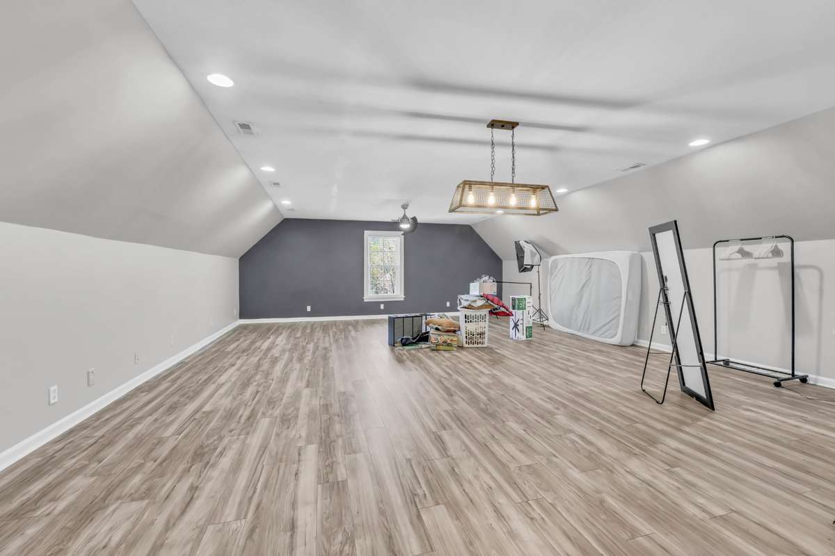 The bonus room is oversized & will make the perfect game room, movie room, play room....possibilities are endless!