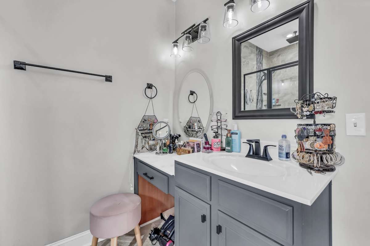 The second vanity also includes a vanity area.