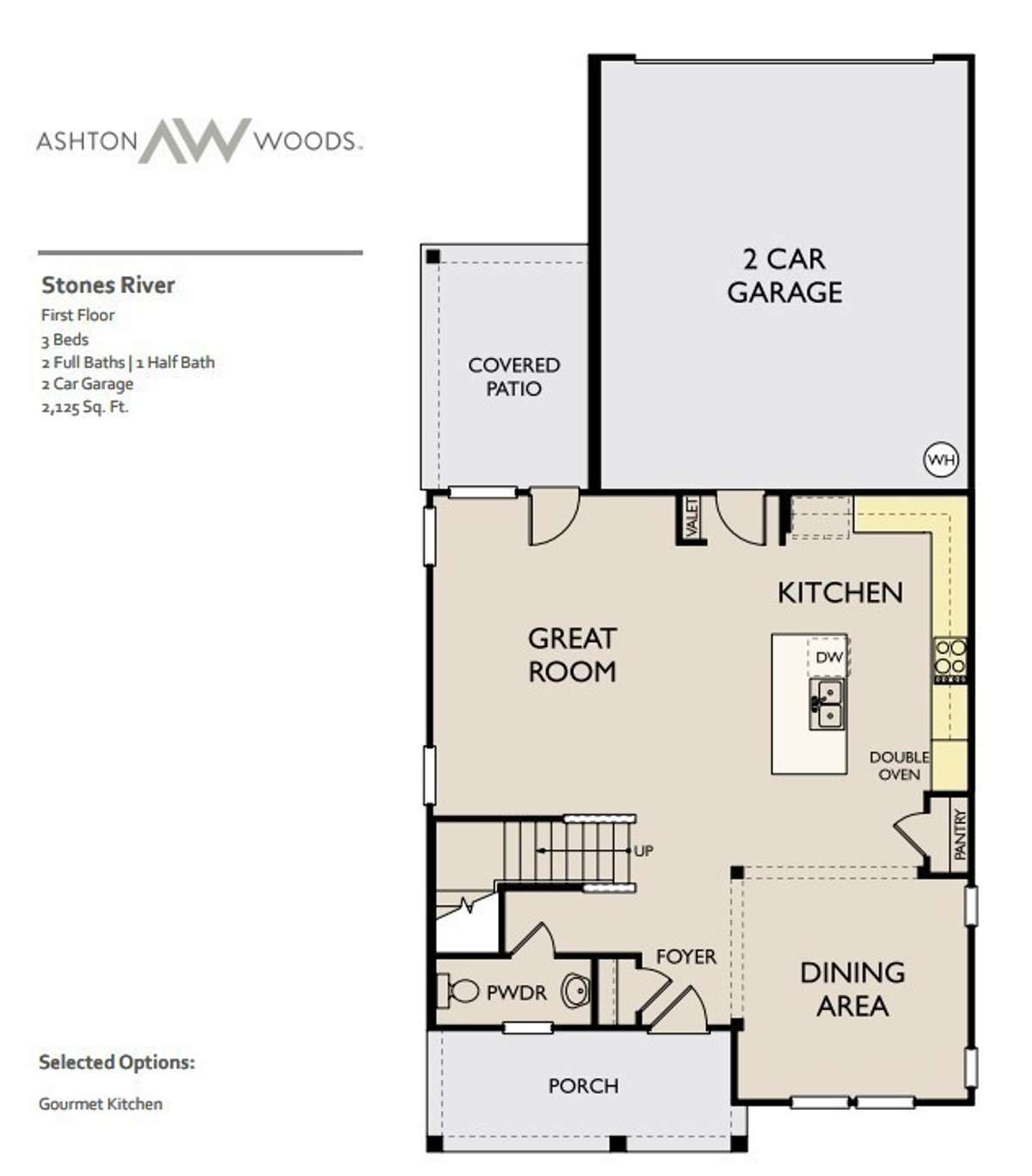 The beautifully appointed first floor features a gourmet kitchen, expansive great room with covered patio access, and a formal dining room, perfect for hosting dinner parties. A charming covered front porch completes the space.