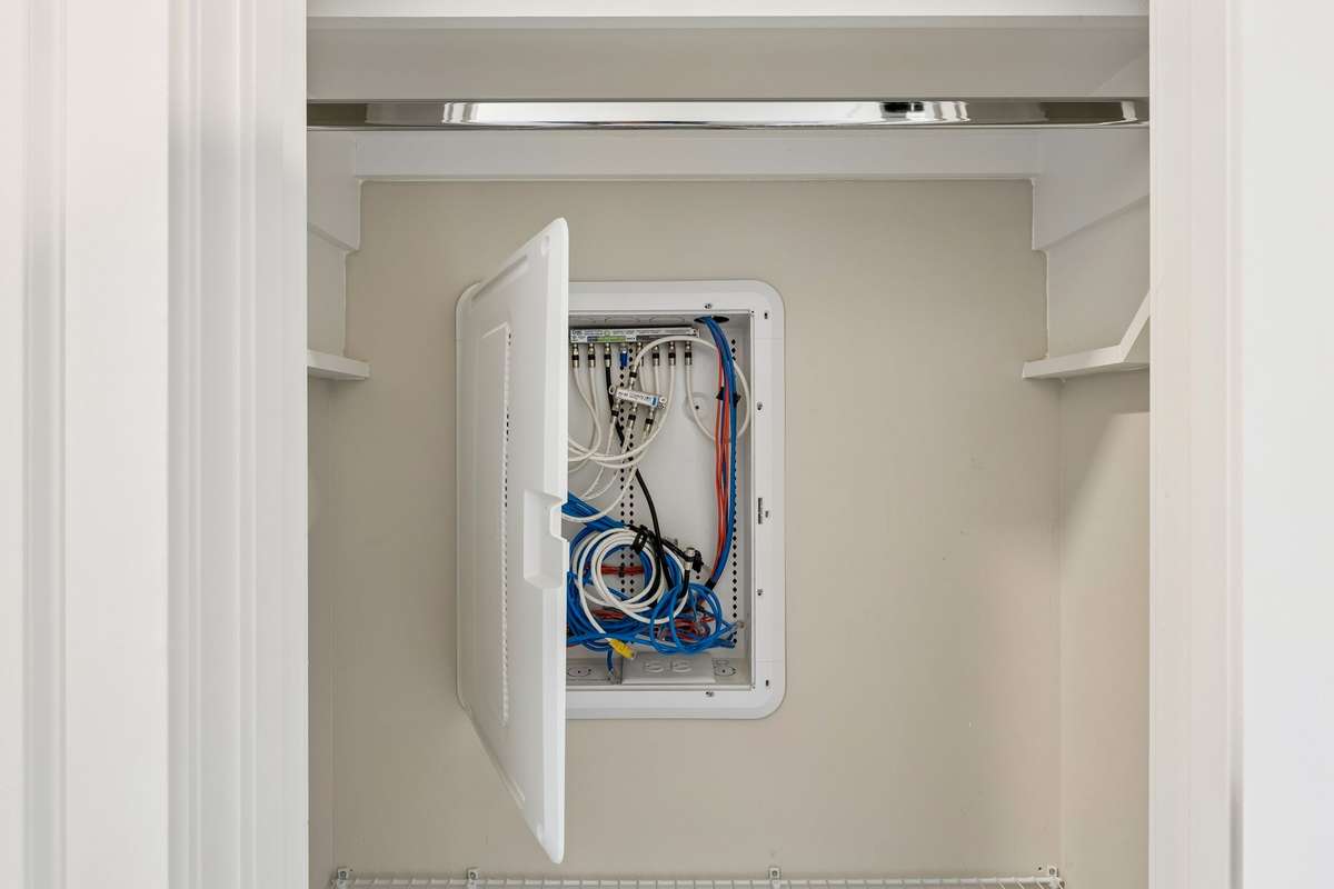 Technology closet. Fully wired with CAT5