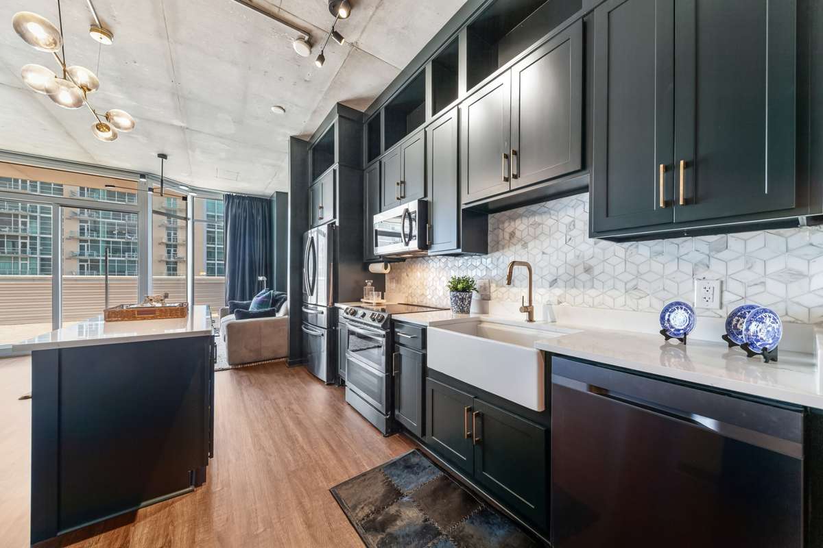 View of the Oversized Terrace and Living Area from the Kitchen