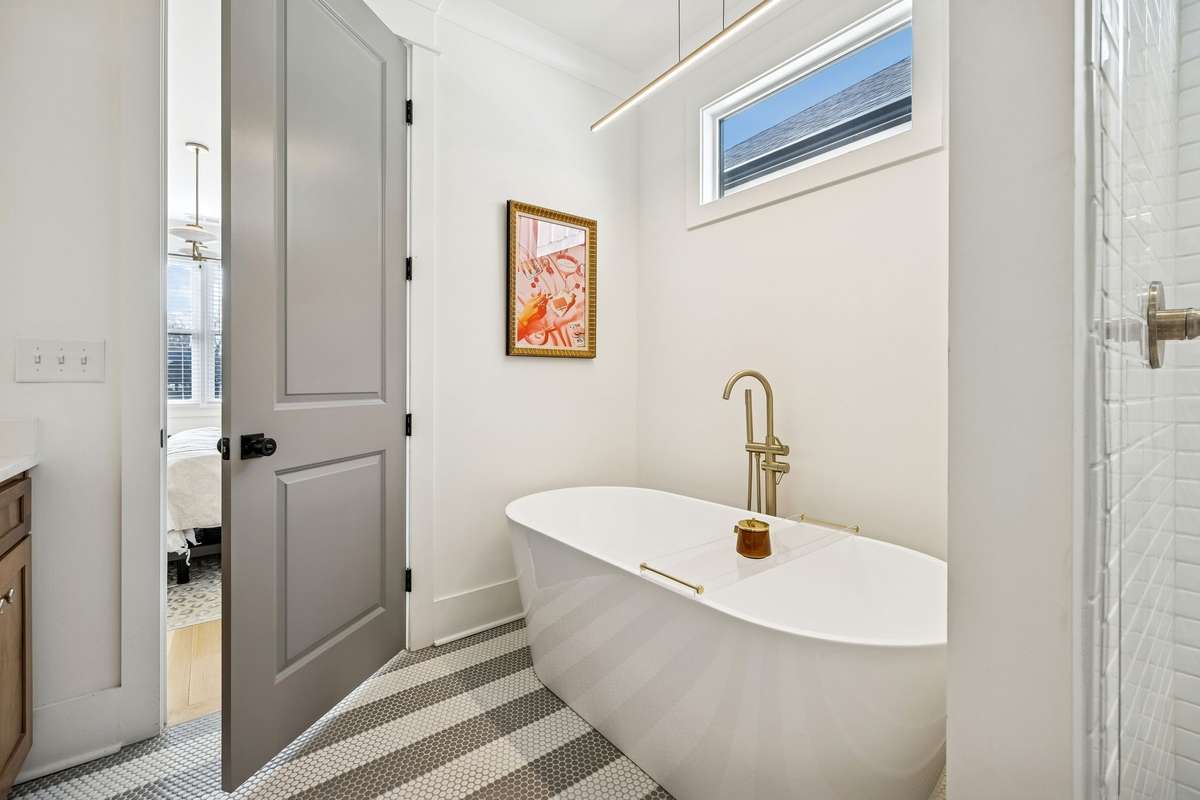 Relax with a cup of tea or glass of wine in the large soaking tub