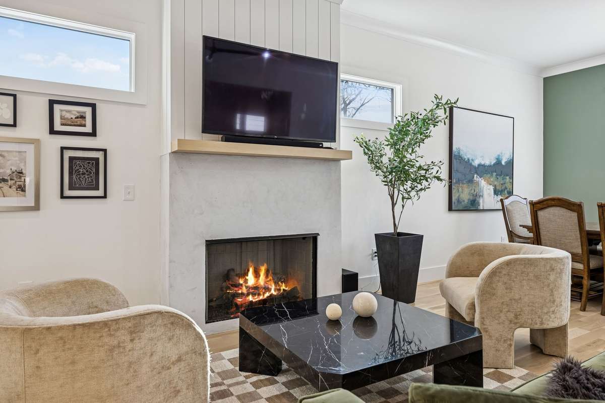 Cozy gas fireplace