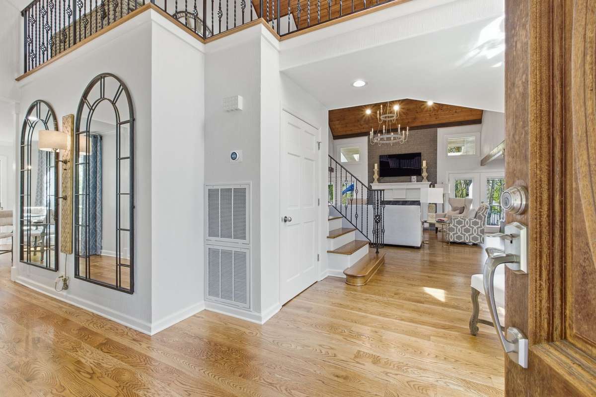 From the front door, you can get a peek into the beautiful living room.