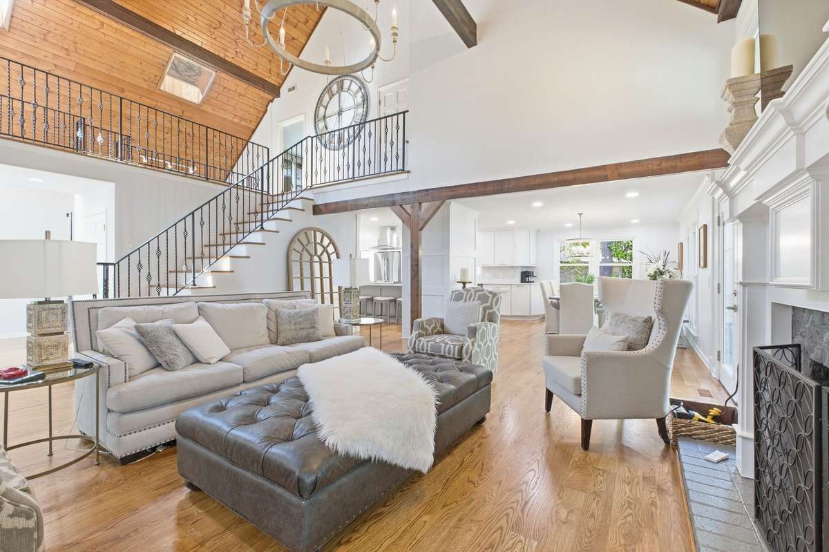 Another view of the living room looking toward the dining area.