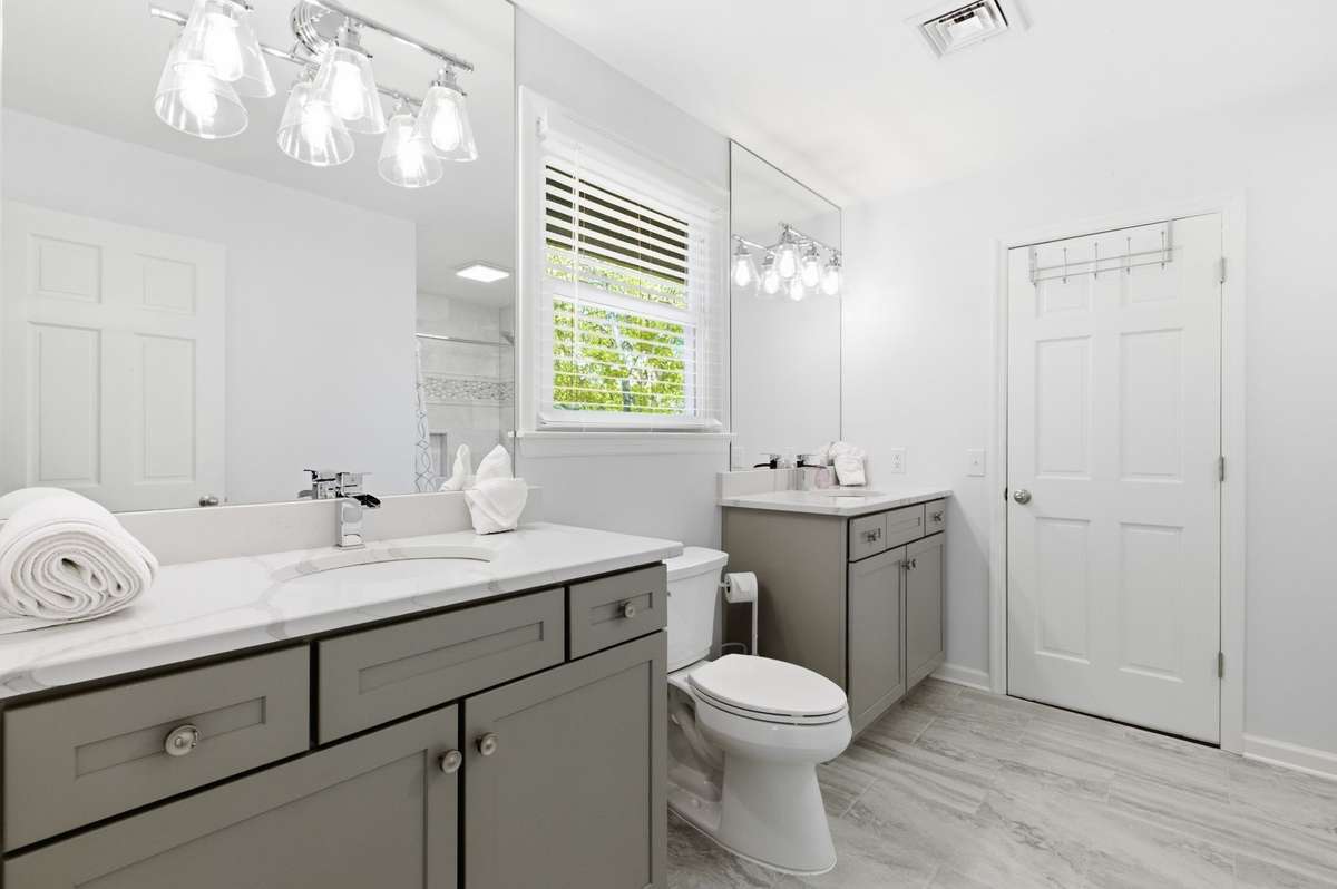 The secondary bedrooms share a jack-and=jill bathroom.