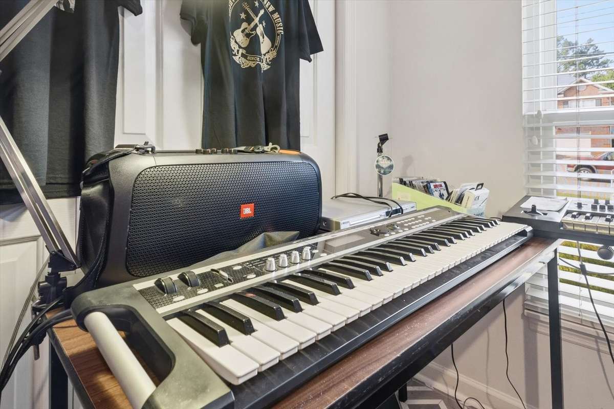Korg Keyboard, and JBL speaker.