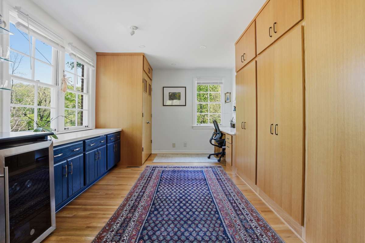 Great desk area in the back of kitchen.