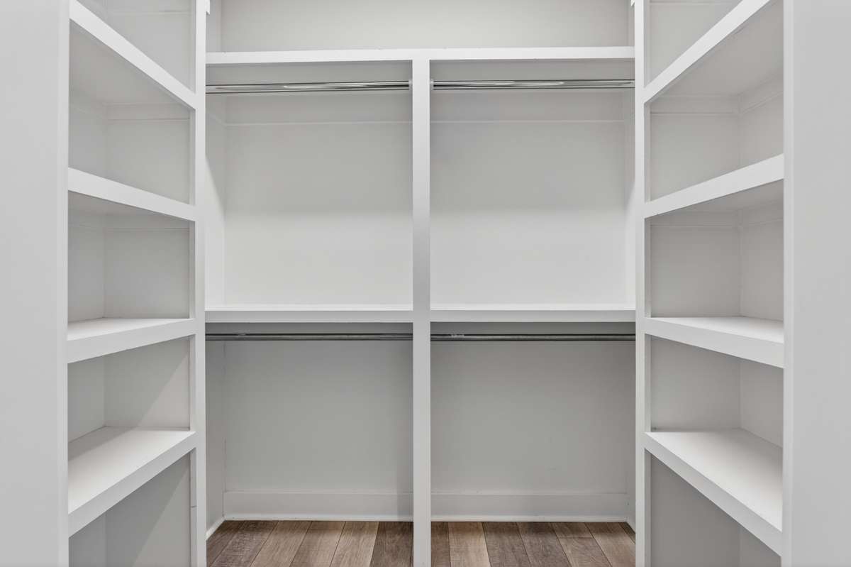 Buit in shelving in the primary closet