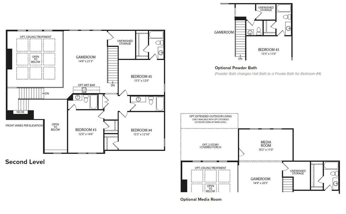 2nd Floor Layout w/ Optional Media Room included!