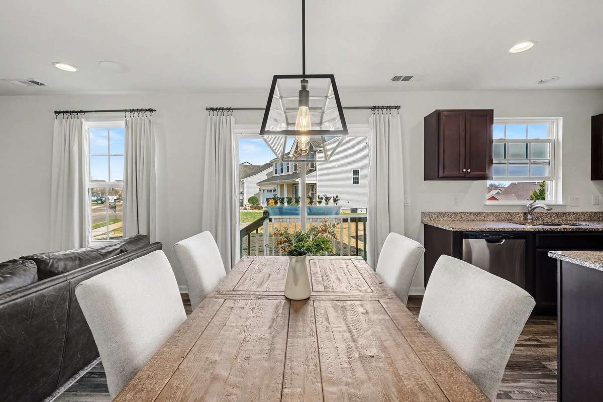 Sliding door offers direct access to deck and back yard