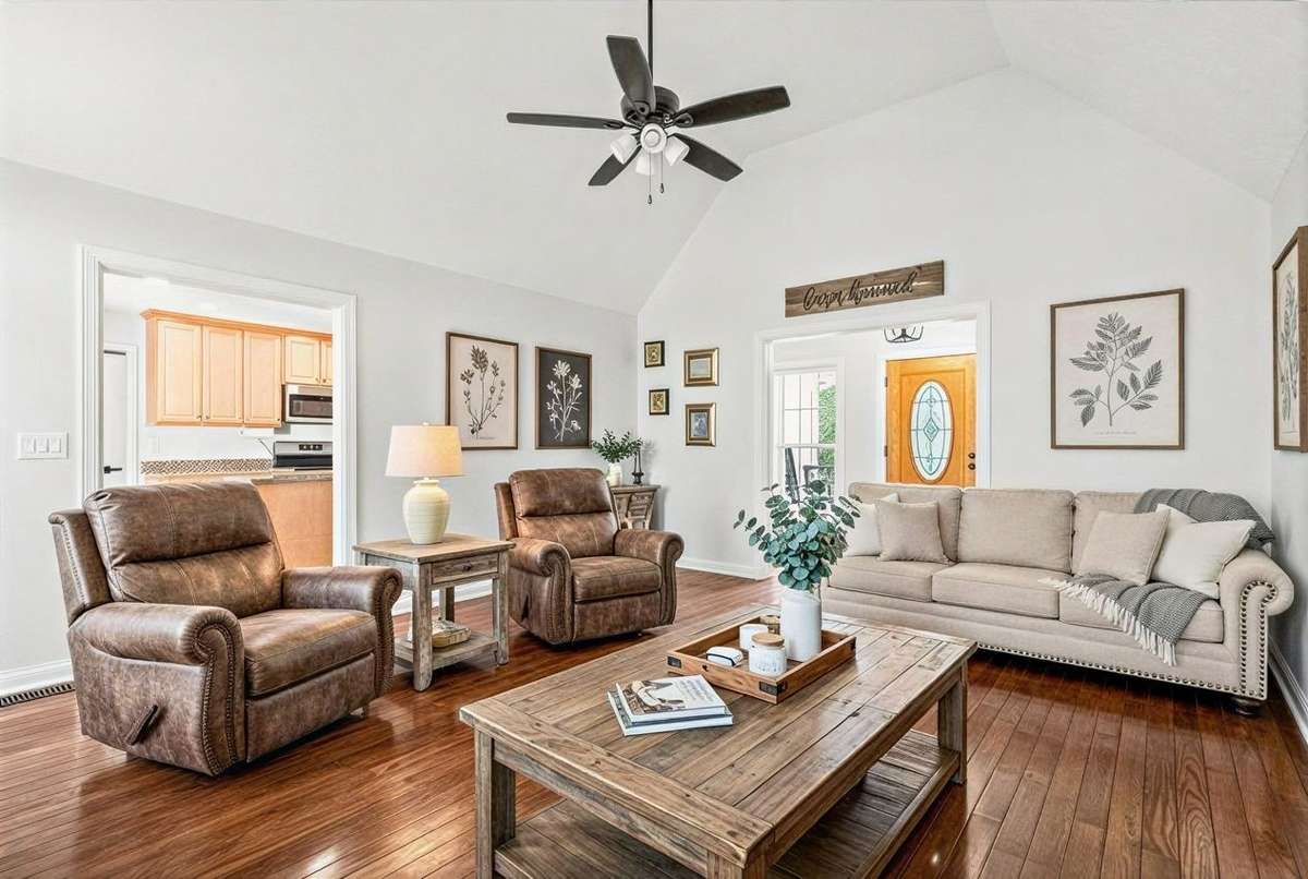 Digitally enhanced to show furniture options for this great space