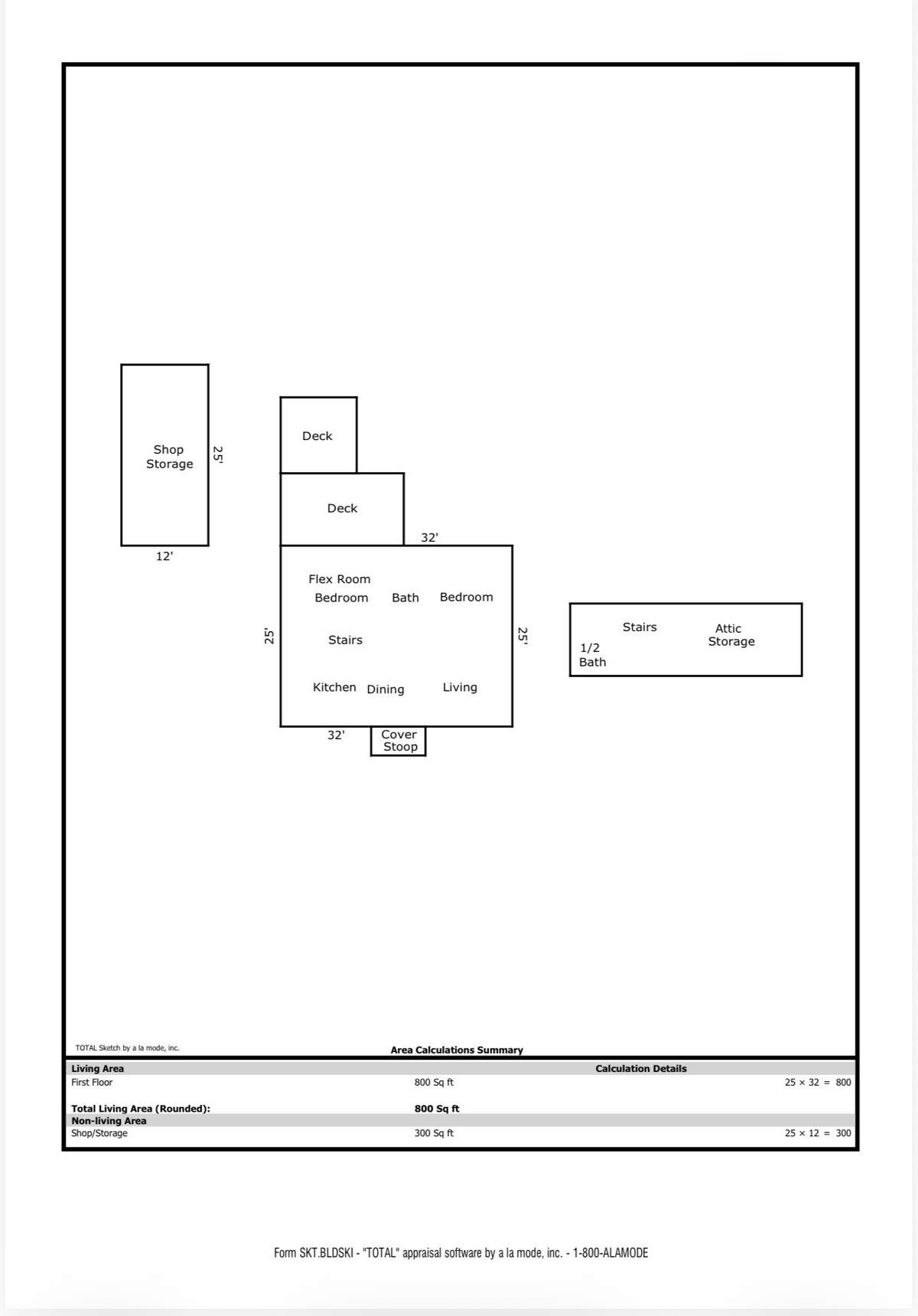 Sketch of home from prior appraisal.