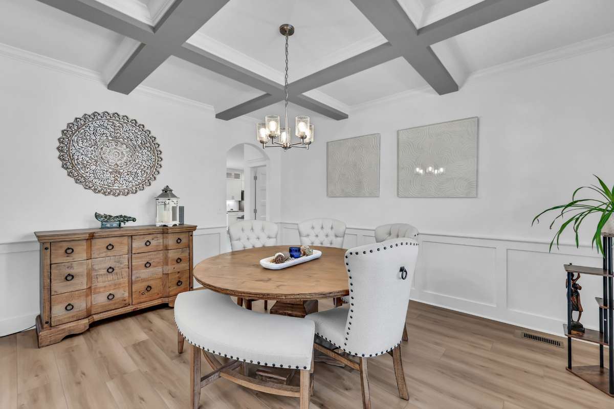 coffered ceiling in the formal dining
