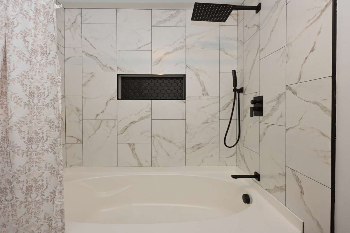Newly Tiled shower with brand new fixtures