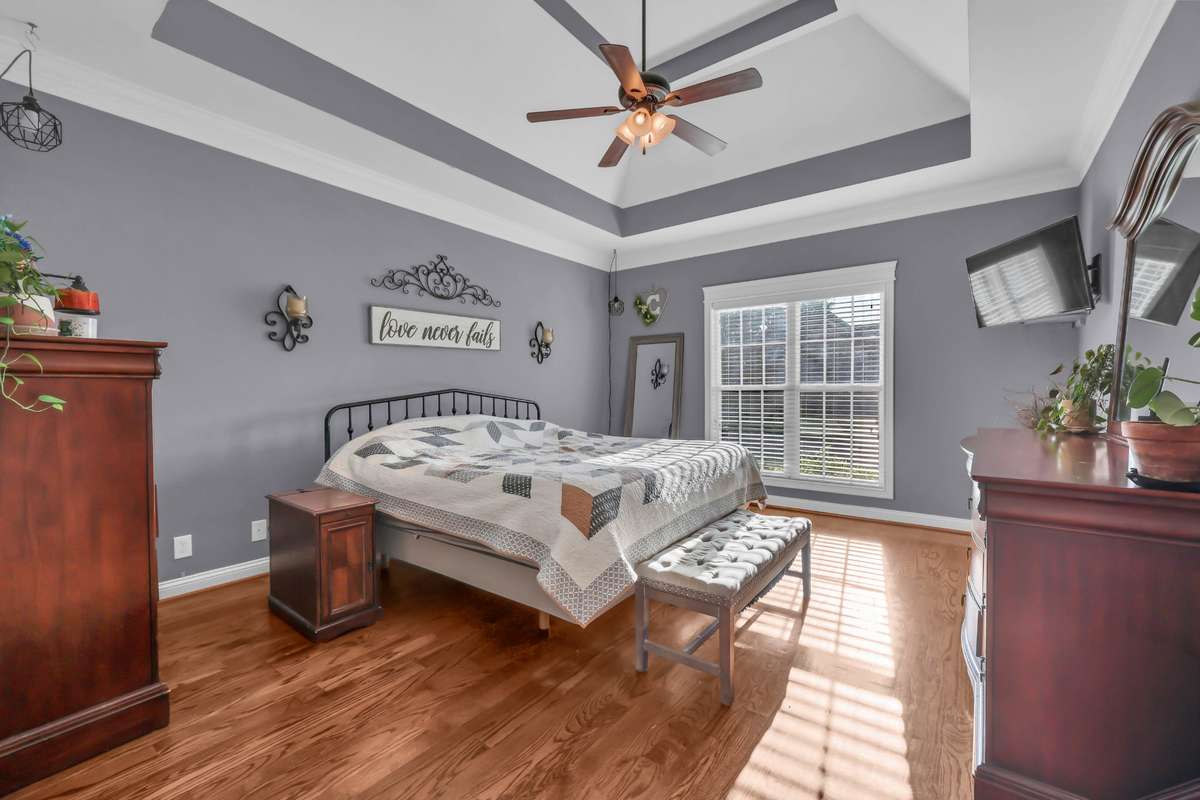 2971 Prince Dr. - Primary bedroom on main level without hardwood floors.