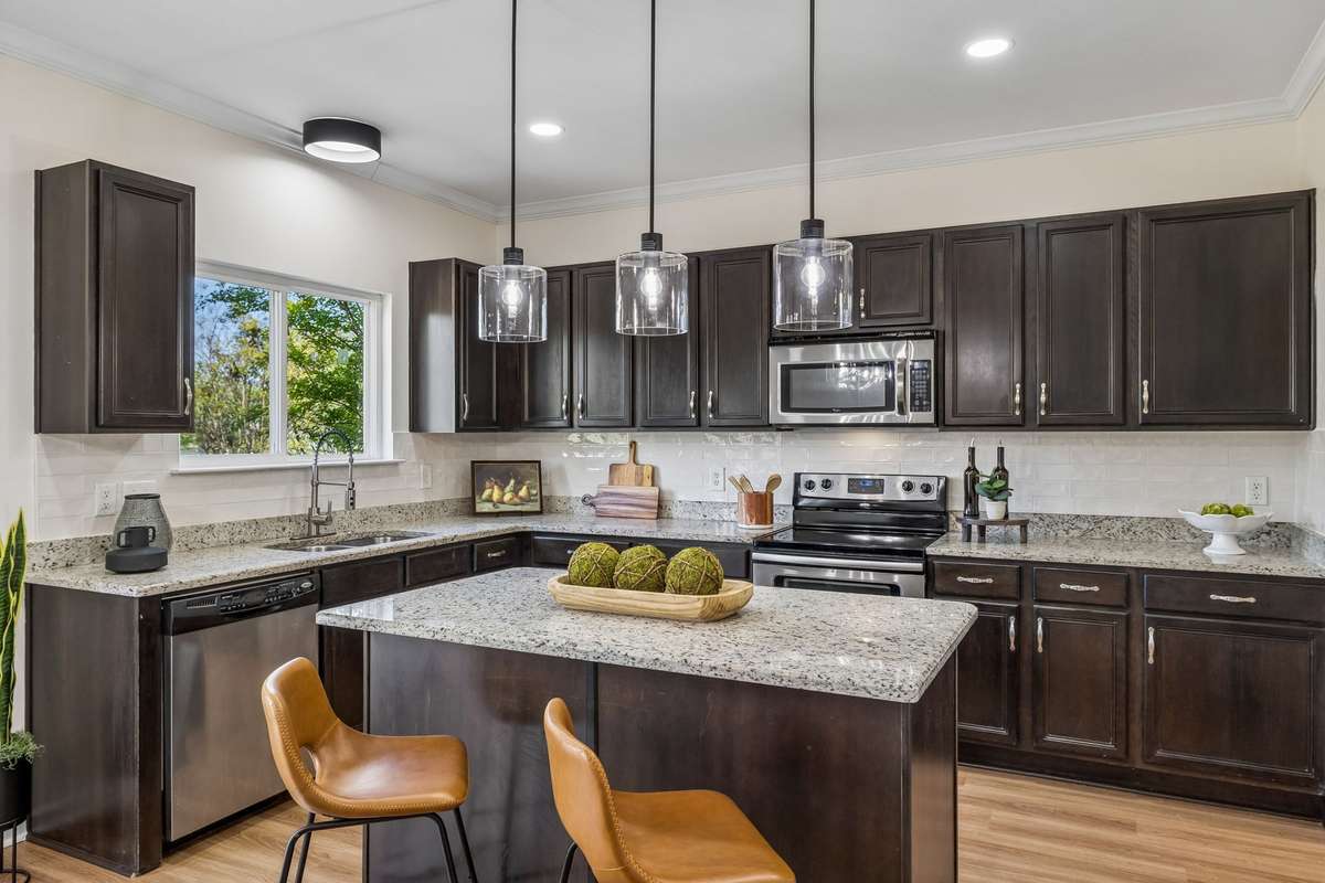 New floors, lighting, backsplash, and faucet!