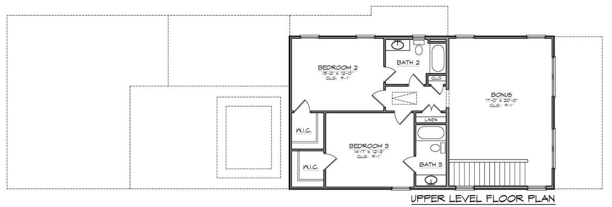 2nd Floor Layout features 2 bedroom with 2 full baths. Large, oversized bonus room.