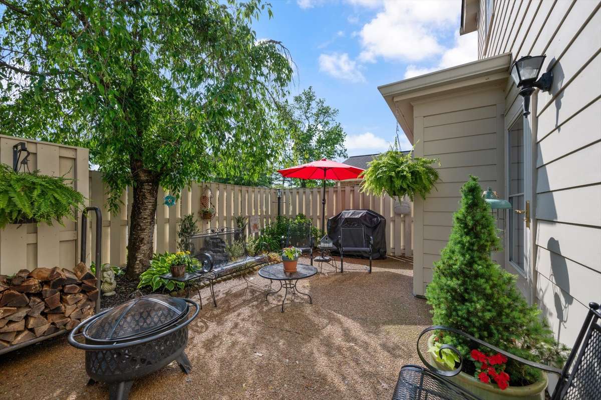The private patio is ready for all of your entertaining needs, making it the perfect space to relax or host guests.