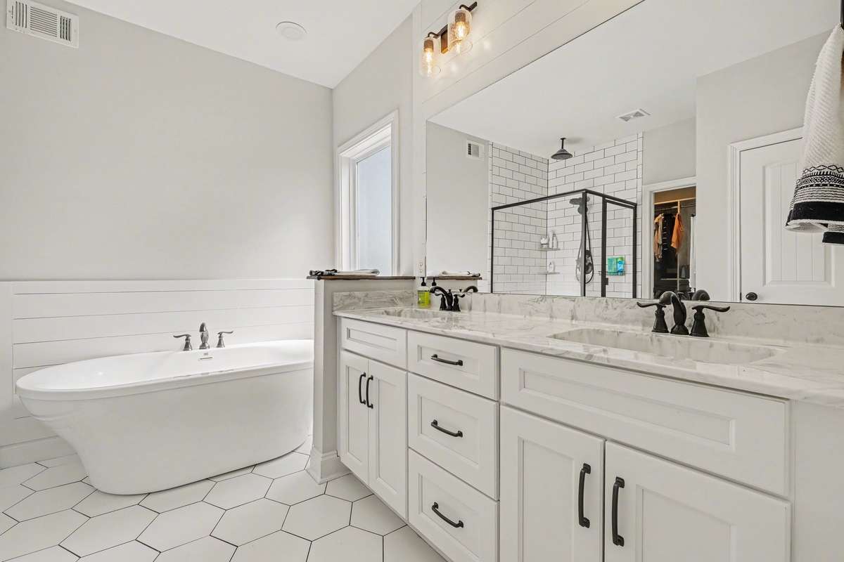 Lots of space in this beautiful primary bath