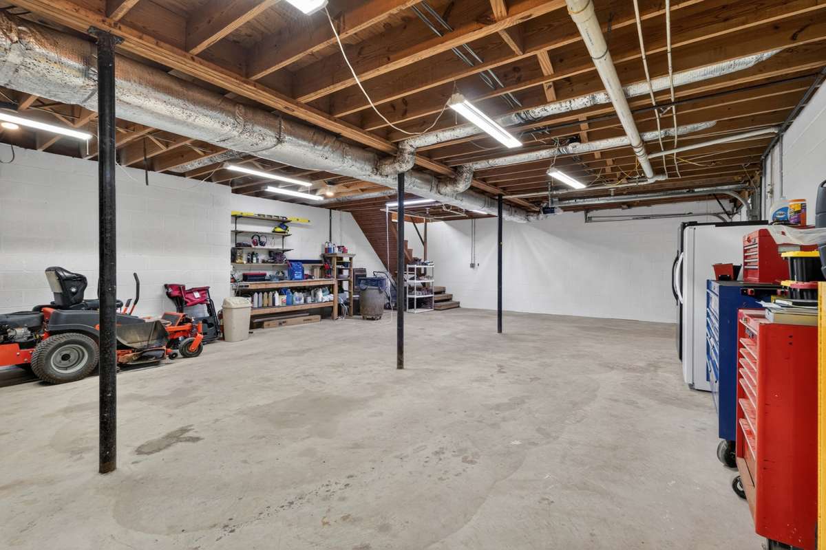 The basement also accommodates one car.