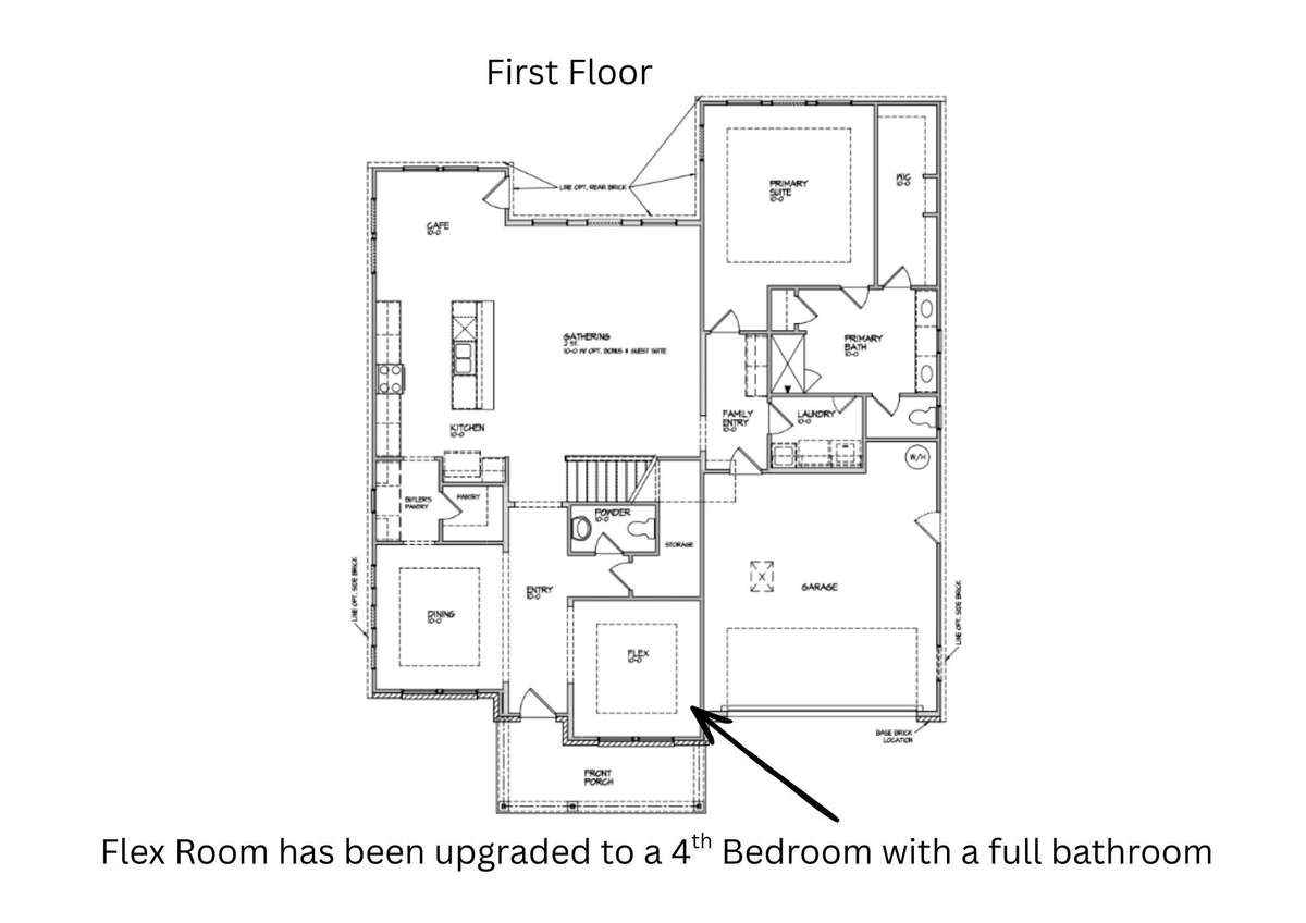 Rendering showing an example of the Home. Front Elevation and exterior color will vary.
