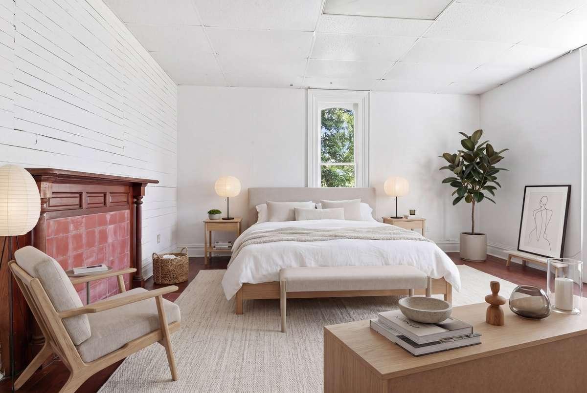 Staged picture shows how wonderful this room is for a bedroom