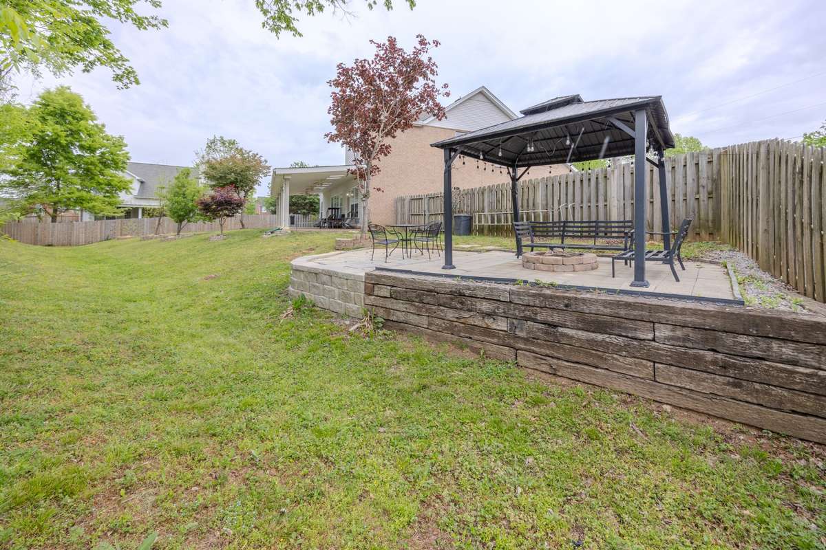 Covered gazebo and fire pit area