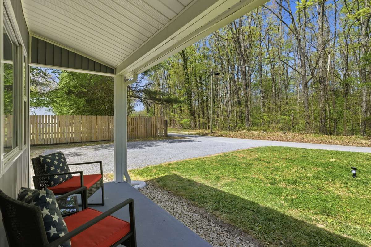 Gaze on the woods across the road. Deer and other wild life are frequent visitors.