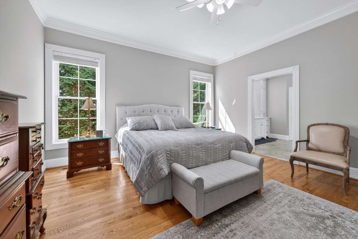 Primary bedroom on main level. Hardwood floors added 2025.