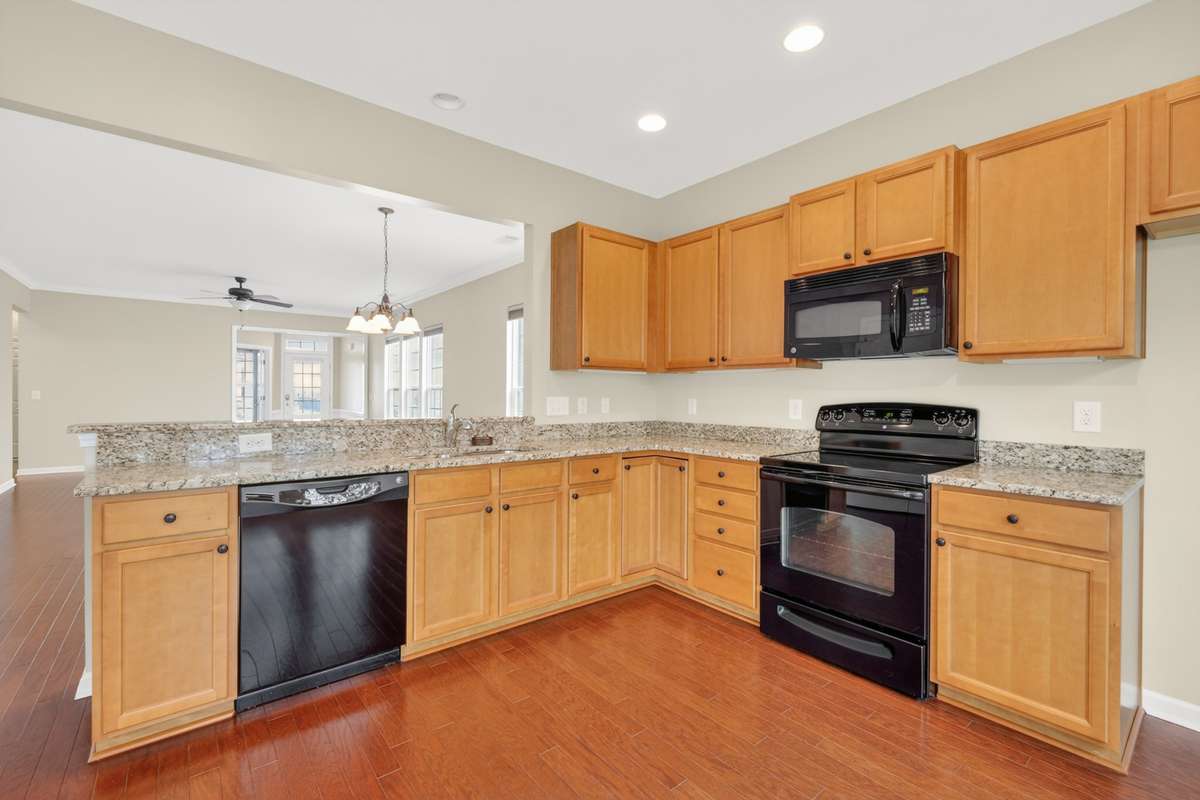 Granite countertops in kitchen