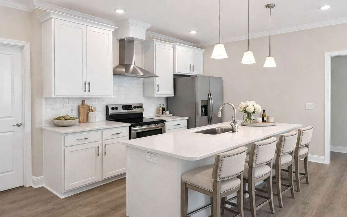 Recessed Lighting,  wide plank floors, crown molding, and high ceilings. Complemented by an illustrated visual use of the space.