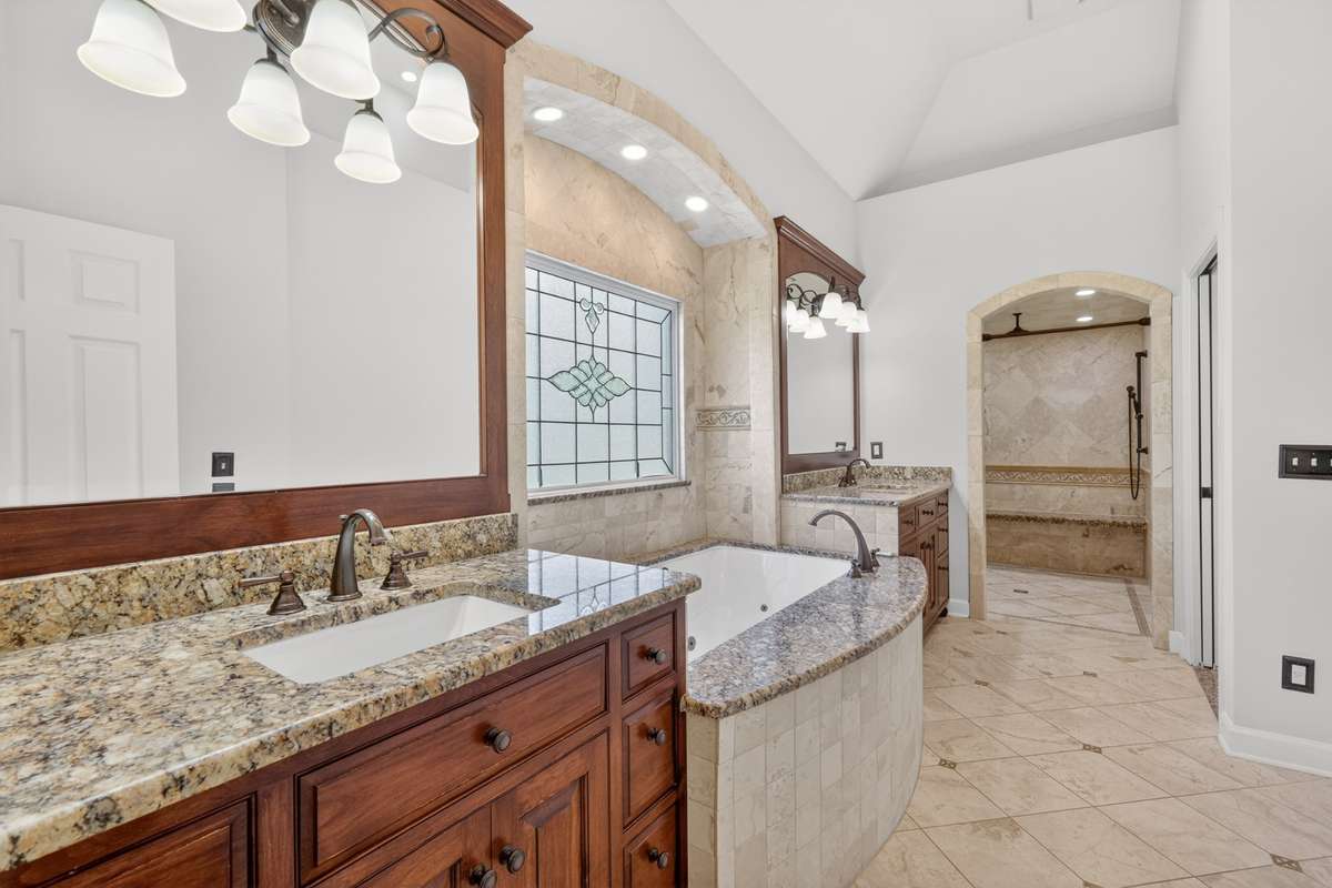 Separate vanities and granite tops