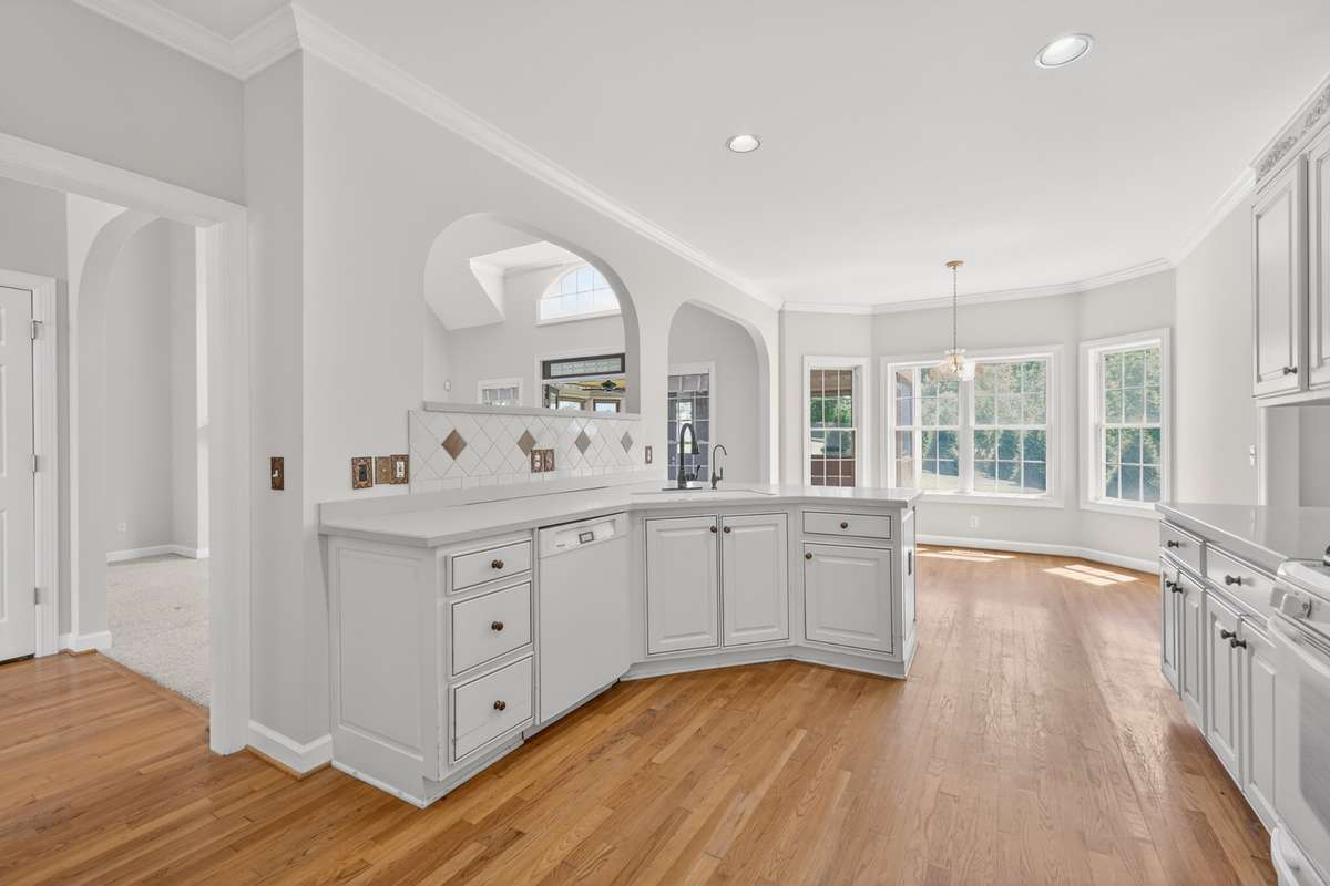 Gleaming white custom cabinetry