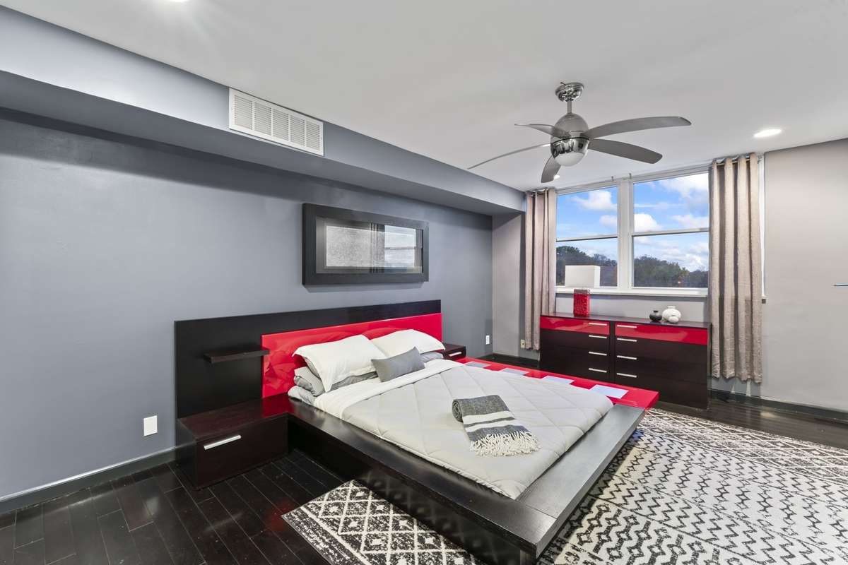 Large secondary bedroom with walk in closet.